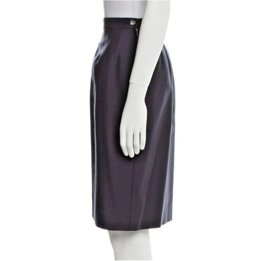 Vintage Celine Paris 1990s Black Pleated Skirt‎ FR 40 US 8 Zip